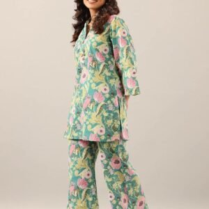 Women's Trendy Printed Cotton Blend Straight CO-ORD SET PISTA